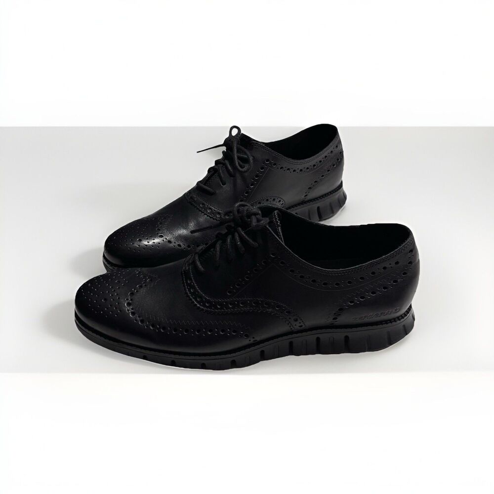 COLE HAAN Zerogrand Wingtip Oxford Black Dress Casual Shoes Men's Size 11.5M
